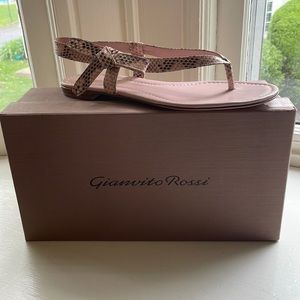 Gianvito Rossi pink snakeskin sandals. Never worn. Mint condition. Size 38.5.